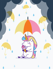 umbrella, rain, vector, illustration, weather, cartoon,