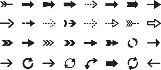 Collection of Diverse Arrow Icons Vectors, Styles, and Directions