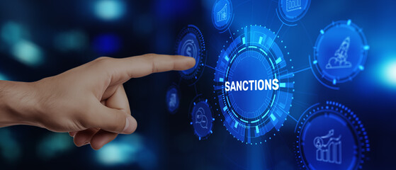 Economic sanctions as political pressure tool with financial restrictions and trade limitations