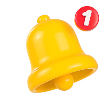 3d minimal turn-on notification concept. New update reminder. New notification alert. A bell icon ringing with a notification icon. 3d illustration.
