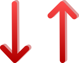 Gradient red 3D Up and Down Arrow Icon Isolated on Transparent Background