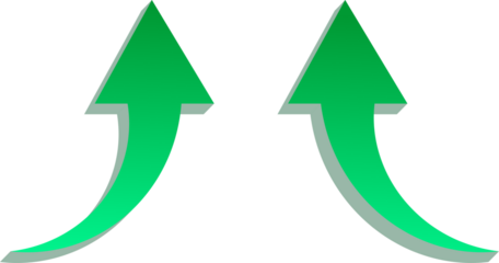  gradient green 3D Split Up Arrows Icon Isolated on Transparent Background