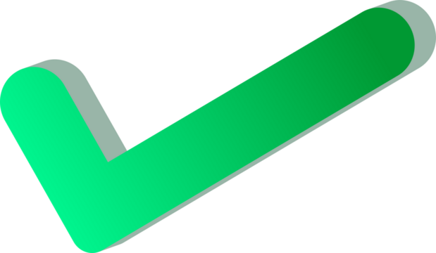 gradient green 3D Check Mark Icon Isolated on Transparent Background
