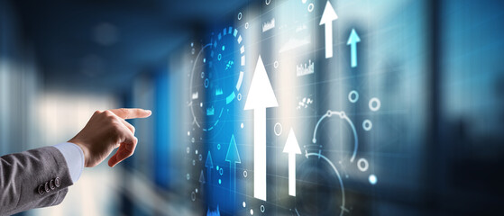 Progress or development concept. 2025 Business growth, investment profit increase, arrow graph...