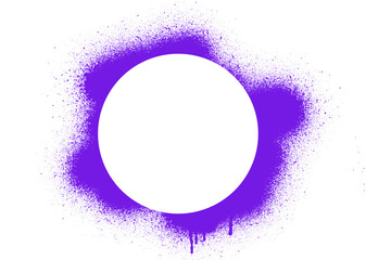 Purple paint splatter oval frame isolated on transparent background