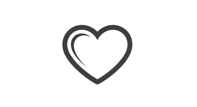 Simple sketchy grey heart shape symbol for love and romance designs