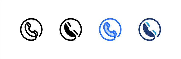 Phone icon set multiple style collection. Vector illustration.