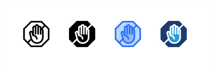Ad Block icon set multiple style collection. Vector illustration.