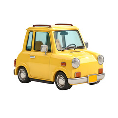 Bright yellow cartoon car ready for adventure, ideal for travel, road trips, and family fun