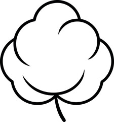 Cotton Boll with Stem Line Drawing Illustration