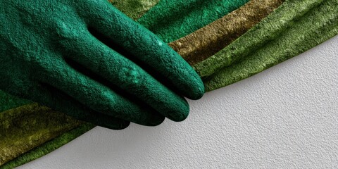 empathy campaign card, a card template featuring an artistic illustration of two hands reaching out and connecting, with a green ribbon integrated into the design warm muted tones and a generous