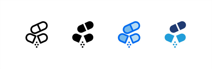 Capsule icon set multiple style collection. Vector illustration.