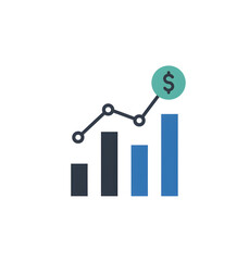 Business growth chart with dollar symbol and rising bars