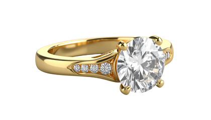 Diamond Ring PNG, Realistic Jewelry Design, Transparent Background, Luxury Accessory and Wedding Symbol