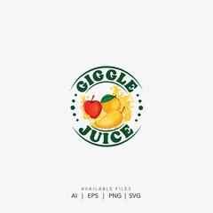 organic cold pressed juice company logo, fresh fruit smoothie bar logo design, colorful modern tropical fruit beverage brand identity