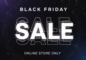 Bold black friday sale announcement for online stores with glitch effect
