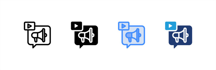 Social Media Marketing icon set multiple style collection. Vector illustration.