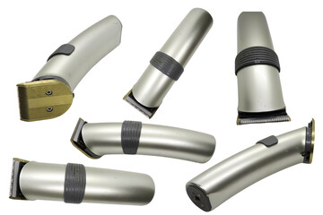 chargeable electric hair trimmer collection on transparent