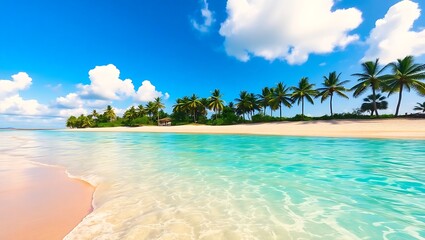 Fototapeta premium tropical beach with palm trees