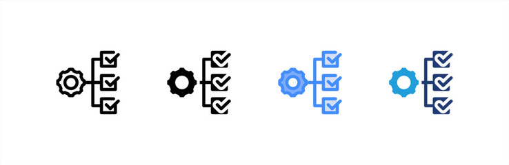 Project Management icon set multiple style collection. Vector illustration.