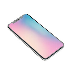 Smartphone Mockup Pastel Gradient Display isolated on transparent background