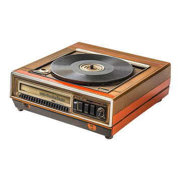 A vintage 8-track music player, symbolizing retro audio technology, isolated on white background