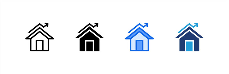 Property Value icon set multiple style collection. Vector illustration.
