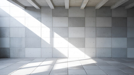 Obraz premium Modern concrete interior with geometric light patterns