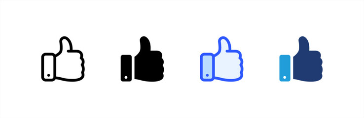 Thumb Up icon set multiple style collection. Vector illustration.