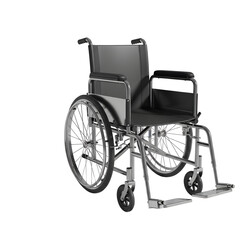 Fototapeta premium Modern Silver and Black Wheelchair mobility accessibility isolated on a white transparent background png file download.