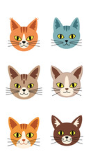 Six pixel art cat faces in a grid a cute collection for digital design