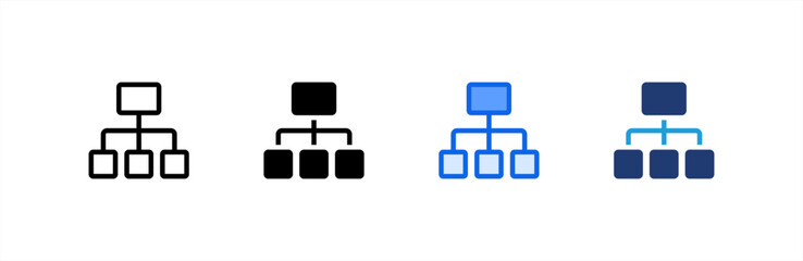 Hierachy icon set multiple style collection. Vector illustration.