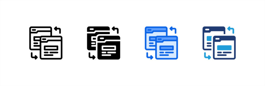 Redirect icon set multiple style collection. Vector illustration.