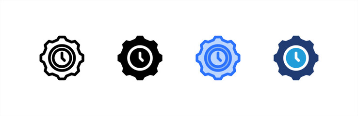 Time Management icon set multiple style collection. Vector illustration.