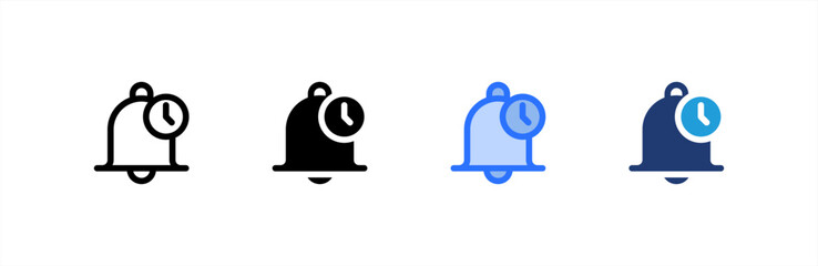 Alarm icon set multiple style collection. Vector illustration.