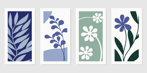 Minimalist Botanical Abstract Art Prints Set nature