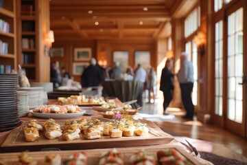 Snacks and food display at an office meeting for a professional touch.