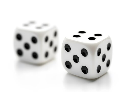 White Six-Sided Dice Rolling Close-Up - Strategy & Luck in Board Games and Gambling