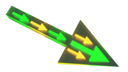Arrow pointing downwards. 3d rendering.