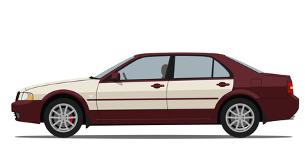 Fototapeta premium Classic sedan in flat design on white background