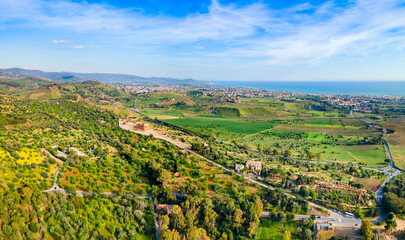 Obraz premium Valley of the Temples aerial panoramic view, Agrigento