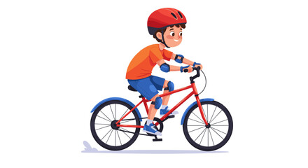 Obraz premium Boy riding bicycle in safety gear