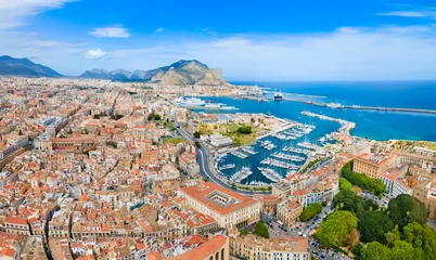 Palermo city port aerial panoramic view in Sicily © saiko3p