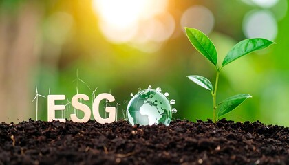 ESG concept with growing seedling