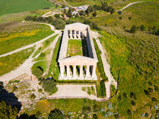 Temple of Segesta aerial panoramic view, Sicily