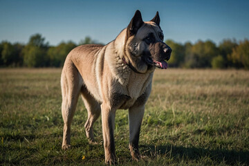 Majestic Kangal Dog Standing on Field Under Blue Sky