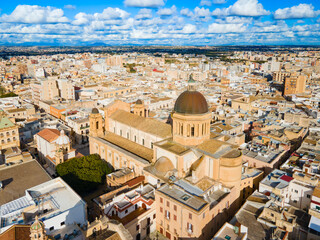 Marsala Cathedral or Duomo aerial view, Marsala