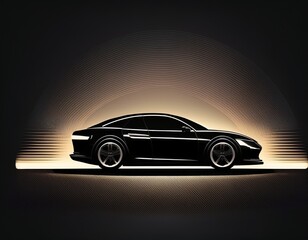 Obraz premium sleek car silhouette showcased in minimalistic lighting highlig