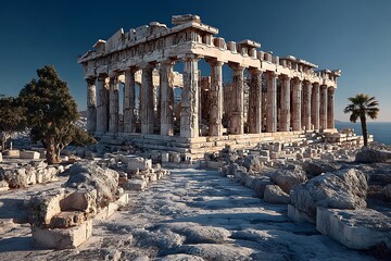 Obraz premium Sunlit ruins of athens high resolution picture