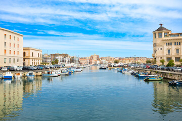 Syracuse city port in Sicily island, Italy